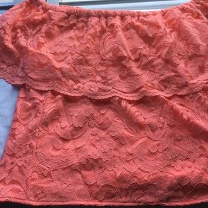 Coral two piece skirt set with mini split